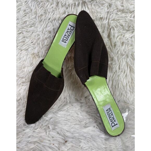 Patrizia Pancaldi Pointed Toe Designer Heels Womens Size 39 US 8.5 Black Green - Picture 1 of 8